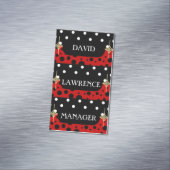 CARTE DE VISITE MAGNÉTIQUE GESTIONNAIRE DE TENDANCE MODERNE DES POIS BLANCS R (In Situ)