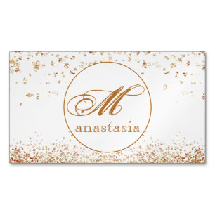 Carte De Visite Magnétique Girls Brownish Glittery Luxury Monogram Salon