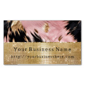 Carte De Visite Magnétique Glam Gold Sparkle Rose Black Cowhide (devant)