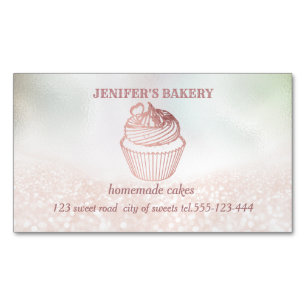 Carte De Visite Magnétique Gloire holographique cupcakes et sucreries maison