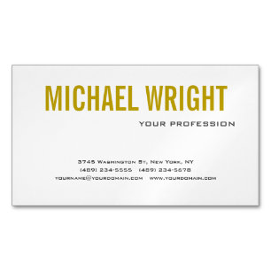 Carte De Visite Magnétique Gold Color Name Black White Modern Plain Simple