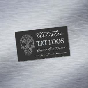 Carte De Visite Magnétique Goth Filigree Skull TatoStudio