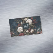 Carte De Visite Magnétique Gothic Moody Floral Red Cream Peony Gold Frame (In Situ)