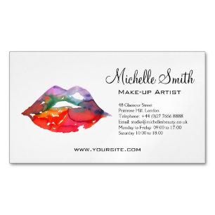 Carte De Visite Magnétique Gras Rainbow Lips Aquarelle Dessin maquillage beau