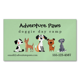 Carte De Visite Magnétique Green Cute Pet Dogs | Animal Services Magnetic