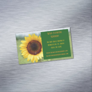 Carte De Visite Magnétique Green Gardener Landscaper Fleuriste Tournesol