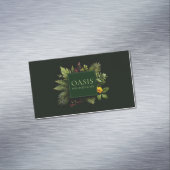 Carte De Visite Magnétique Greenery Yellow Flower Red Berry Black Botanical (In Situ)