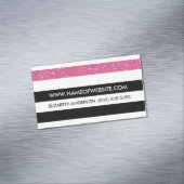 Carte De Visite Magnétique Grilles noires et blanches modernes Glitz FAUX ros (In Situ)