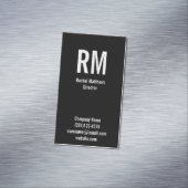 Carte De Visite Magnétique Gris et noir monogramme personnalisés (In Situ)