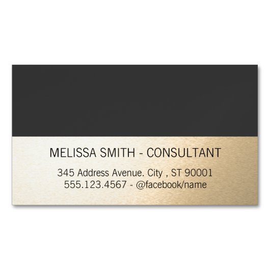 Carte De Visite Magnétique Gris Lux Or Professionnel Simple (devant)