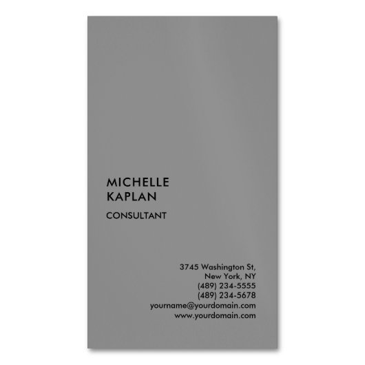 Carte De Visite Magnétique Gris Moderne Professionnel Exclusif (devant Vertical)