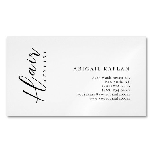 Carte De Visite Magnétique Hair Stylist Modern Minimalist Elegant Plain (devant)