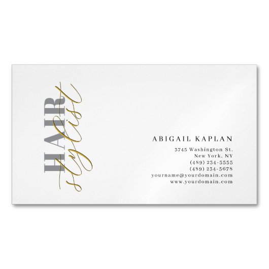Carte De Visite Magnétique Hair Stylist Modern Minimalist Plain Profile (devant)