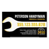 CARTE DE VISITE MAGNÉTIQUE HANDYMAN PLUMBING 24 HEURES D'URGENCE OUTIL WRENCH (devant)