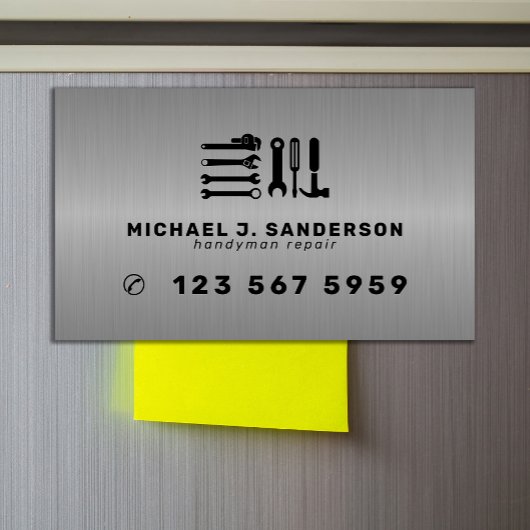 Carte De Visite Magnétique Handyman professional repair services metal