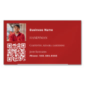Carte De Visite Magnétique Handyman rouge photo code QR (devant)