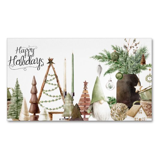 Carte De Visite Magnétique Happy Holidays Primitive Gnome (devant)