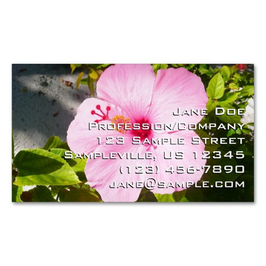 Carte De Visite Magnétique Hibiscus rose Fleur tropicale (devant)