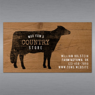 Carte De Visite Magnétique Holstein Cow Silhouette Style Rustique