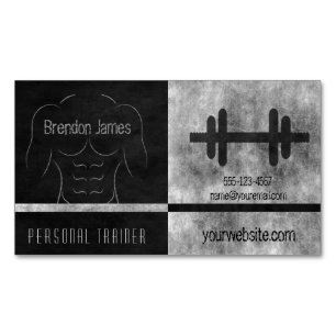 Carte De Visite Magnétique Homme musculaire musclé Black Personal Trainer