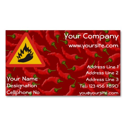 Carte De Visite Magnétique Hot pepper danger (devant)