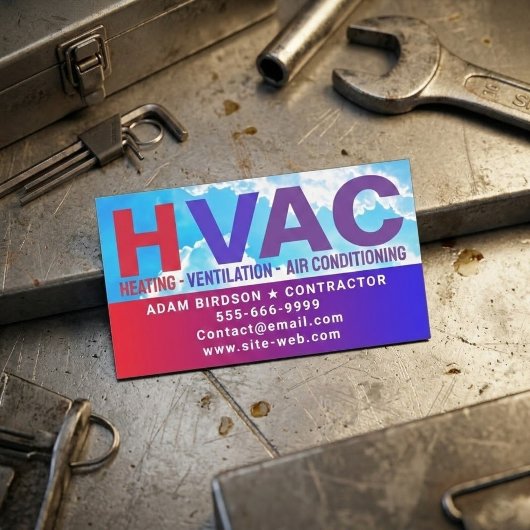 Carte De Visite Magnétique HVAC Service (Heating, Cooling, Air Conditioning)