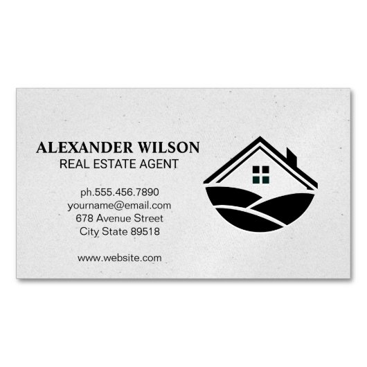 Carte De Visite Magnétique Icône Accueil et collines (devant)