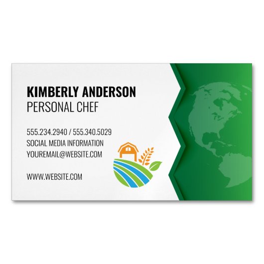 Carte De Visite Magnétique Icône Ferme | Terre verte (devant)