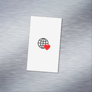 Carte De Visite Magnétique Icône Globe Amour Mondial   Conception de cœur Ter