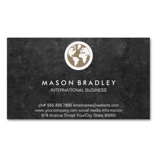 Carte De Visite Magnétique Icône mondiale / Ardoise (devant)