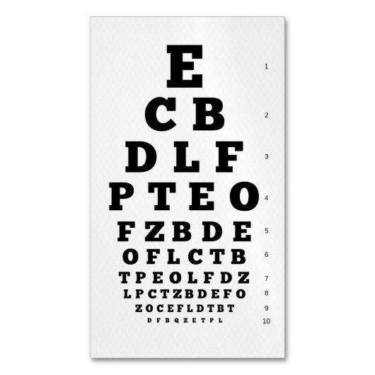 Carte De Visite Magnétique Icône oeil | Graphique de vision (devant Vertical)