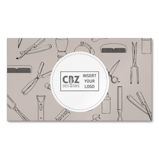 Carte De Visite Magnétique Icônes de coiffeur professionnelles (devant)