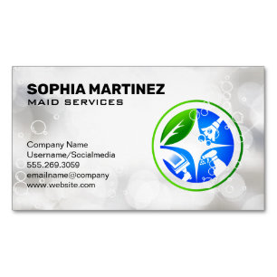 Carte De Visite Magnétique Icônes de nettoyage des tâches domestiques   Bulle