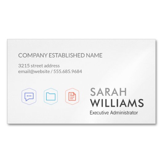 Carte De Visite Magnétique Icônes d'entreprise (devant)