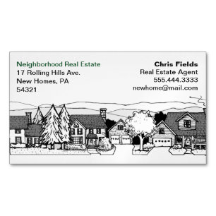 Carte De Visite Magnétique Illustration simple des maisons en noir et blanc