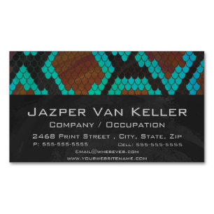 Carte De Visite Magnétique Impression Brown et Turquoise de serpent