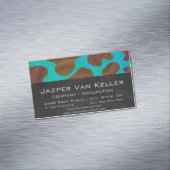 Carte De Visite Magnétique Impression Brown et Turquoise de vache (In Situ)