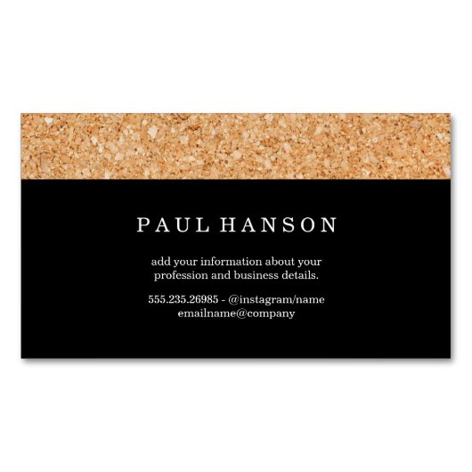 Carte De Visite Magnétique Impression simple en liège (devant)