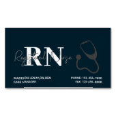 Carte De Visite Magnétique Infirmière moderne Marine Bleu Blanc Stethoscope (devant)