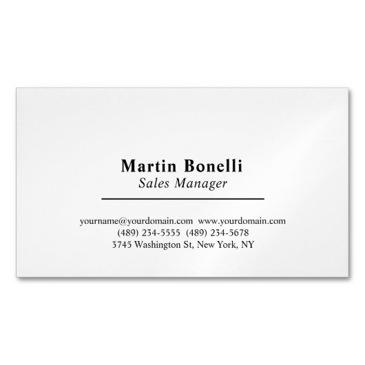 Carte De Visite Magnétique Informations de nom propre classique professionnel (devant)