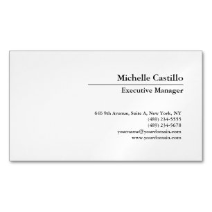 Carte De Visite Magnétique Informations de nom propre classique simple