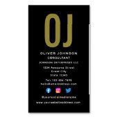 Carte De Visite Magnétique Initiales Monogrammes verticales Nom Black White G (devant Vertical)