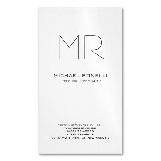 Carte De Visite Magnétique Initiales personnalisées tendance monogrammées (devant Vertical)