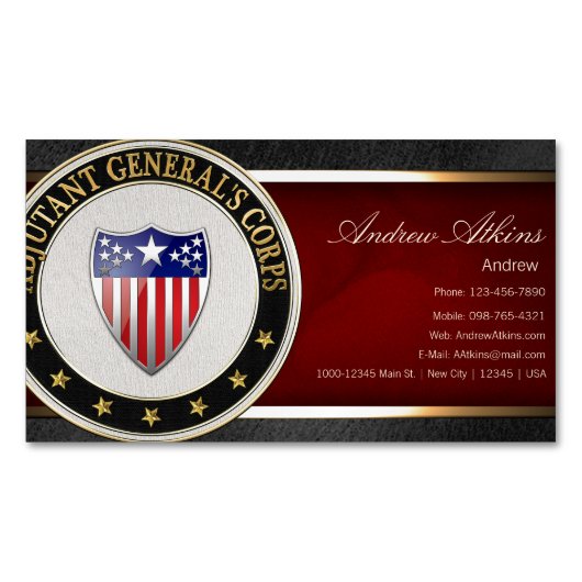 Carte De Visite Magnétique Insigne de la Branche du Corps d'adjudant général  (devant)