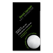 Carte De Visite Magnétique Instructeur de golf | Noir professionnel (devant Vertical)