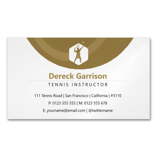 Carte De Visite Magnétique Instructeur de tennis | Coach | Trainer Golden (devant)