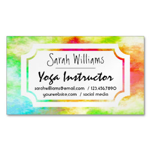 Carte De Visite Magnétique Instructeur de Yoga d'aquarelle moderne