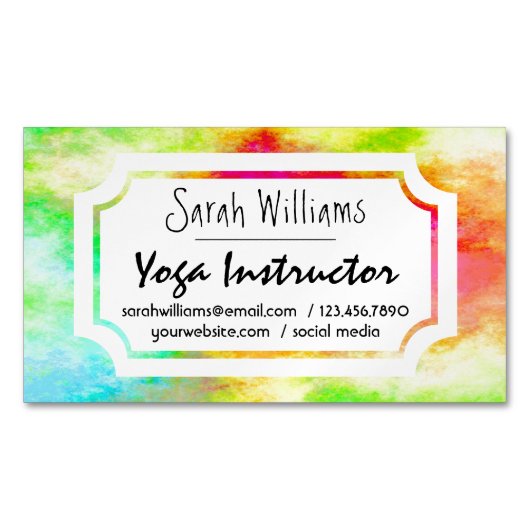 Carte De Visite Magnétique Instructeur de Yoga d'aquarelle moderne (devant)