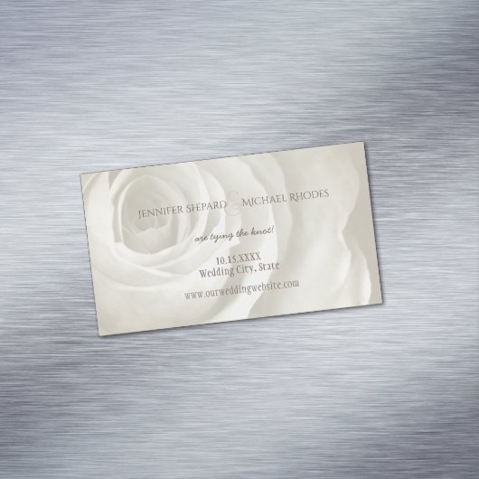 Carte De Visite Magnétique ivoire floral simple mariage élégant enregistrer l (In Situ)