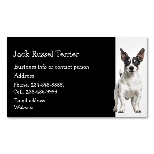 Carte De Visite Magnétique Jack Russel Terrier Chien éleveur Animaux de compa (devant)